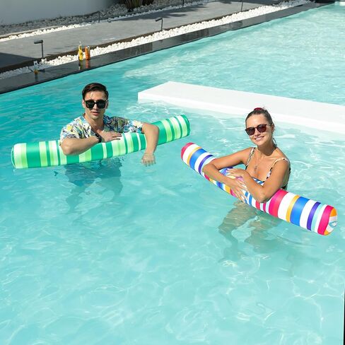FindUWill 2 Pack Inflatable Swim Pool Noodles, Pool Noodles Floats for Adults, Soft Fabric Covered Large Swim Noodles for Lake, Beach in Saudi Arabia