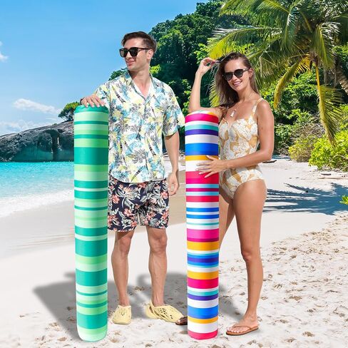 FindUWill 2 Pack Inflatable Swim Pool Noodles, Pool Noodles Floats for Adults, Soft Fabric Covered Large Swim Noodles for Lake, Beach in Saudi Arabia