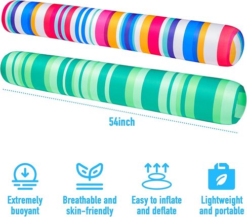FindUWill 2 Pack Inflatable Swim Pool Noodles, Pool Noodles Floats for Adults, Soft Fabric Covered Large Swim Noodles for Lake, Beach in Saudi Arabia