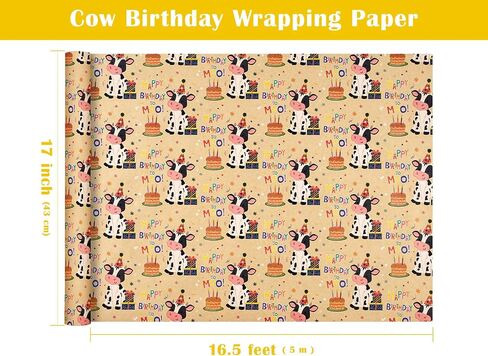 WRAPAHOLIC Kraft Animal Birthday Wrapping Paper Roll - Mini Roll - 17 Inch x 16.5 Feet - Animal Happy Birthday Wrapping Paper Perfect for Kids Birthday, Baby Shower in Saudi Arabia