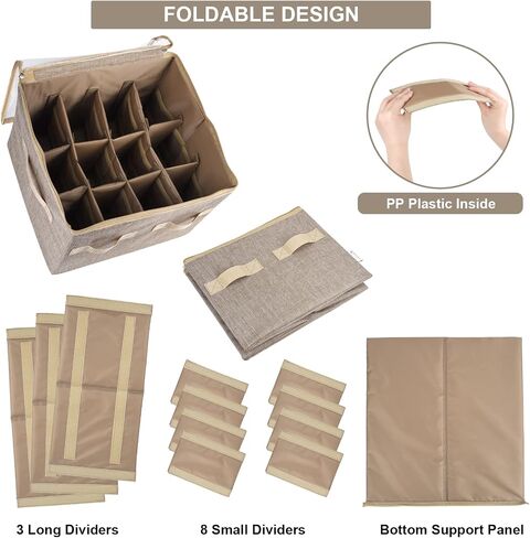 Moteph Shoe Organizer for Closet - Shoe Storage Organizer for Closet Organization with Clear Cover & Adjustable Dividers, Shoe Rack & Basket - (Light Brown, Small - 12 Pairs) in Kuwait