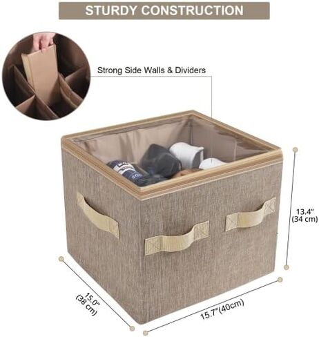 Moteph Shoe Organizer for Closet - Shoe Storage Organizer for Closet Organization with Clear Cover & Adjustable Dividers, Shoe Rack & Basket - (Light Brown, Small - 12 Pairs) in Kuwait