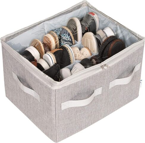 Moteph Shoe Organizer for Closet - Shoe Storage Organizer for Closet Organization with Clear Cover & Adjustable Dividers, Shoe Rack & Basket - (Light Brown, Small - 12 Pairs) in Kuwait