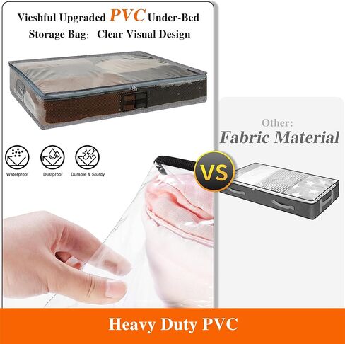 Vieshful 3 Pack Underbed Storage Bags 75L Foldable Clothes Bag Large Capacity Storage Containers with Clear Window Reinforced Handles Zippered Organizer Non-Woven for Comforters Blankets Bedding in Kuwait