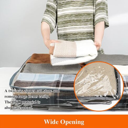 Vieshful 3 Pack Underbed Storage Bags 75L Foldable Clothes Bag Large Capacity Storage Containers with Clear Window Reinforced Handles Zippered Organizer Non-Woven for Comforters Blankets Bedding in Kuwait