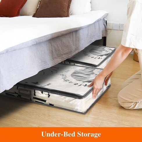 Vieshful 3 Pack Underbed Storage Bags 75L Foldable Clothes Bag Large Capacity Storage Containers with Clear Window Reinforced Handles Zippered Organizer Non-Woven for Comforters Blankets Bedding in Kuwait