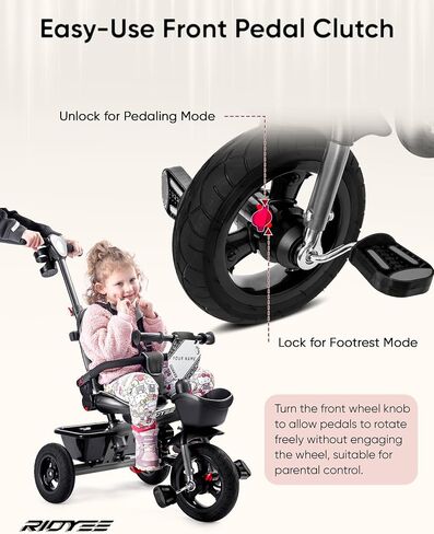 7-in-1 Tricycle for 18 Months to 5 Years, Rotatable Seat for Toddlers 1.5-3, Tricycle for 3-5 Years with DIY Stickers, All-Terrain Rubber Tires, Double Brake,Grey in Kuwait