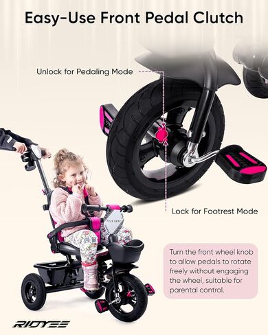 7-in-1 Tricycle for 18 Months to 5 Years, Rotatable Seat for Toddlers 1.5-3, Tricycle for 3-5 Years with DIY Stickers, All-Terrain Rubber Tires, Double Brake,Grey in Kuwait