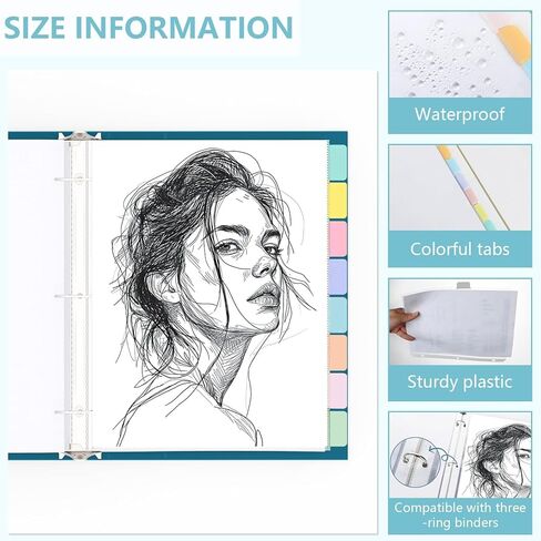 8 Set of 64 Pack Clear Binder Sheet Protectors for 3 Ring Binder Plastic Page Protector with 8 Tabs,Insertable Index Page Divider 8.5x11 Inch(Vintage) in Kuwait