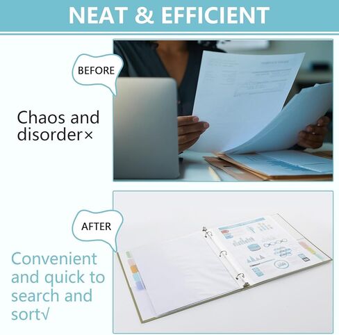 8 Set of 64 Pack Clear Binder Sheet Protectors for 3 Ring Binder Plastic Page Protector with 8 Tabs,Insertable Index Page Divider 8.5x11 Inch(Vintage) in Kuwait