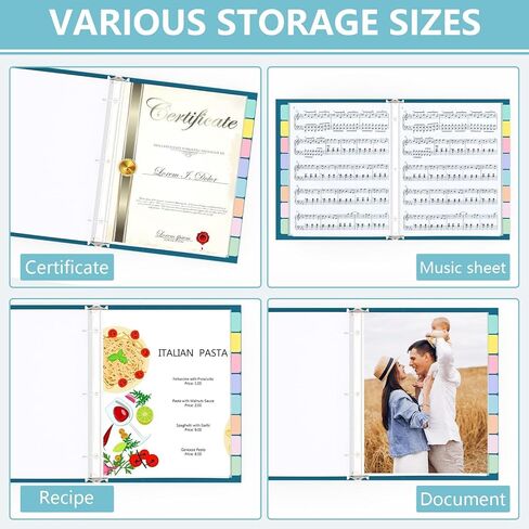 8 Set of 64 Pack Clear Binder Sheet Protectors for 3 Ring Binder Plastic Page Protector with 8 Tabs,Insertable Index Page Divider 8.5x11 Inch(Vintage) in Kuwait