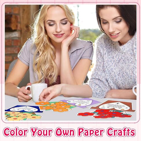 Kosiz 24 Pcs Mother's Day Color Your Own Cards Flower Pot Paper Mother's Day Religious Coloring Crafts Bulk Holiday Best Mom DIY Thankful Gift Card for Sunday Home Fun Activities in Kuwait