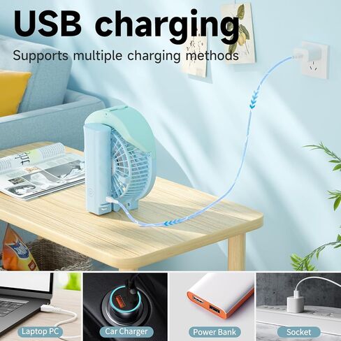 HandFan Personal Misting Fan, 55ml Large Water Tank, Poratable Handheld Rechargeable Mister Fan, Battery Operated Mist Fan, 180°Foldable, 3 Speeds, for Travel, Beach, Outdoors(Green) in Kuwait