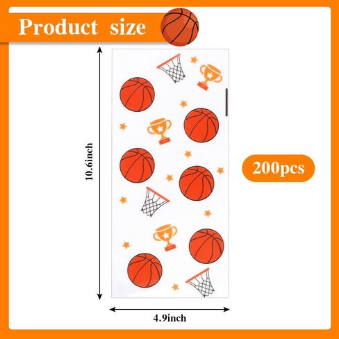 Basketball Treat Bags, 100 PCS Basketball Goodie Bags, Basketball Candy Goody Snack Gift Bags for Team Party Favors Stuffers Basketball Birthday Theme Party Decorations Holiday Candy Party Bags decor in Kuwait