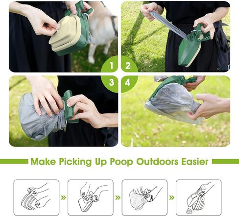 SUPERDESIGN Dog Pooper Scooper, Pooper Scooper for Small and Large Dogs, Dog Poop Scooper for Yard, Pooper Scooper with Bag Attachment and Leash Clip, Ideal for Walks, Travel and Camping (Large,Black) in Kuwait