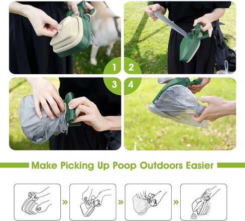 SUPERDESIGN Dog Pooper Scooper, Pooper Scooper for Small and Large Dogs, Dog Poop Scooper for Yard, Pooper Scooper with Bag Attachment and Leash Clip, Ideal for Walks, Travel and Camping (Large,Black) in Kuwait