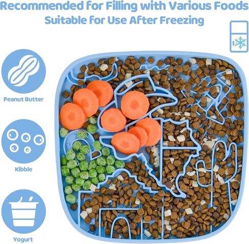 Silicone Lick Mat for Dogs,Rich and Innovative Textured Dog Food Mat,Slow Feeder Dog Mat for All Breed Dogs, Ideal Size to Hold 3 Cups of Variety Food,Dishwasher Safe,Purple in Saudi Arabia