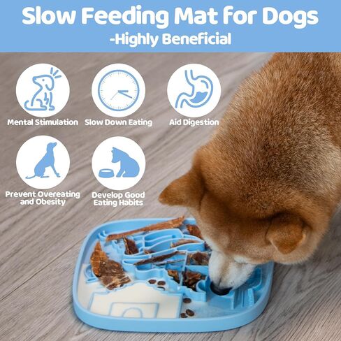 Silicone Lick Mat for Dogs,Rich and Innovative Textured Dog Food Mat,Slow Feeder Dog Mat for All Breed Dogs, Ideal Size to Hold 3 Cups of Variety Food,Dishwasher Safe,Purple in Saudi Arabia