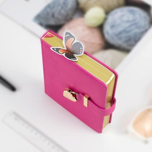 Heart Shaped Lock Diary with Key,PU Leather Journal Secret Notebook with Lock for Girls Women Boys,3D Butterfly Bookmark,Thicken,B6,5.3x7 Inch,Purple in Saudi Arabia
