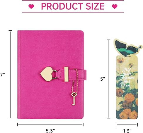Heart Shaped Lock Diary with Key,PU Leather Journal Secret Notebook with Lock for Girls Women Boys,3D Butterfly Bookmark,Thicken,B6,5.3x7 Inch,Purple in Saudi Arabia
