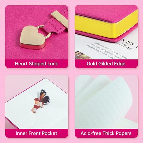 Heart Shaped Lock Diary with Key,PU Leather Journal Secret Notebook with Lock for Girls Women Boys,3D Butterfly Bookmark,Thicken,B6,5.3x7 Inch,Purple in Saudi Arabia