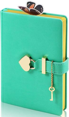 Heart Shaped Lock Diary with Key,PU Leather Journal Secret Notebook with Lock for Girls Women Boys,3D Butterfly Bookmark,Thicken,B6,5.3x7 Inch,Purple in Saudi Arabia