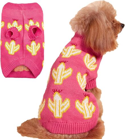 Jecikelon متماسكة الكلب الصغيرة سترة الصبار ناعم جرو ملابس متماسكة الشتاء سترة Pet Petlover دافئة للكلاب صغيرة القطط ملابس الملابس (صغيرة ، خضراء) in Kuwait