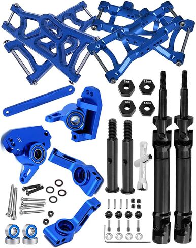 RC Stainless Steel Drive Shaft CVD Axles Upgrades Part for 1/10 Rustler/Stampede VXL 2WD,Alloy Suspension A Arm,Aluminum Caster Block & Steering Blocks & Rear Stub Carriers,Navy Blue in Kuwait