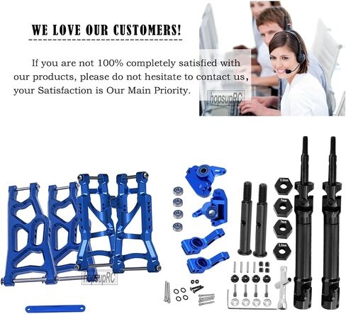 RC Stainless Steel Drive Shaft CVD Axles Upgrades Part for 1/10 Rustler/Stampede VXL 2WD,Alloy Suspension A Arm,Aluminum Caster Block & Steering Blocks & Rear Stub Carriers,Navy Blue in Kuwait