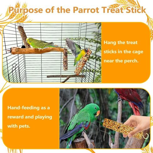 3PCS Parakeet Treat,Natural Parrots Treat Sticks,Vegetable & Grain Style Sticks,Bird Treats for Cockatiel Lovebirds Budgies Canary Finches Conure in Kuwait