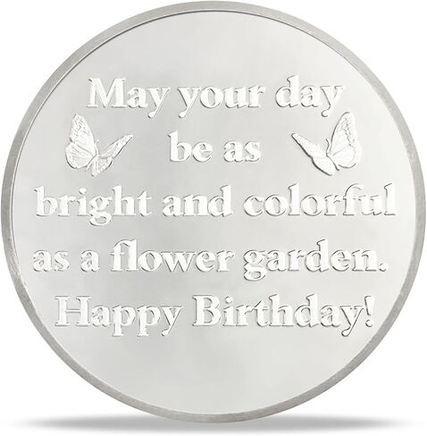 Vintage Floral Happy Birthday Coin | Double-Side Commemorative Lucky Coin with Vintage Floral and Cake | Happy Birthday Presents for Men & Women in Kuwait