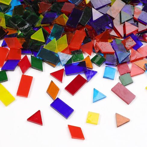 Mosaic Tile Stained Glass 4 Mixed Shapes Mosaics Tiles Pieces for DIY Crafts Suppliers, Tiffany Lamps Candles Photo Frame (All) in Saudi Arabia