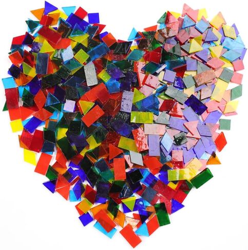 Mosaic Tile Stained Glass 4 Mixed Shapes Mosaics Tiles Pieces for DIY Crafts Suppliers, Tiffany Lamps Candles Photo Frame (All) in Saudi Arabia