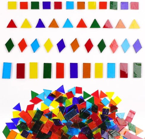 Mosaic Tile Stained Glass 4 Mixed Shapes Mosaics Tiles Pieces for DIY Crafts Suppliers, Tiffany Lamps Candles Photo Frame (All) in Saudi Arabia
