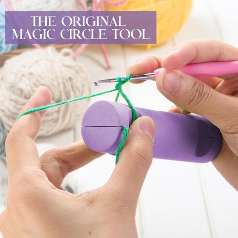 Threlaco 1 Pack Circle Crochet Tool 4 inch All Yarn Sives Circle Corchet Tool Mool Like Cown Cowning Circle Stitch Yarn Tension Telect and Guide Guide Tool حامل الكروشيه للمبتدئين (الأرجواني) in Kuwait