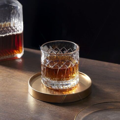 Lemonsoda Premium Double Rock Old Fashioned Whisky Glass Tumbler - مجموعة من 6-12 أوقية - مثالية للسكوتش والويسكي والكوكتيل والبوربون وكونياك - للهدايا والحفلات - (القوس) in Kuwait