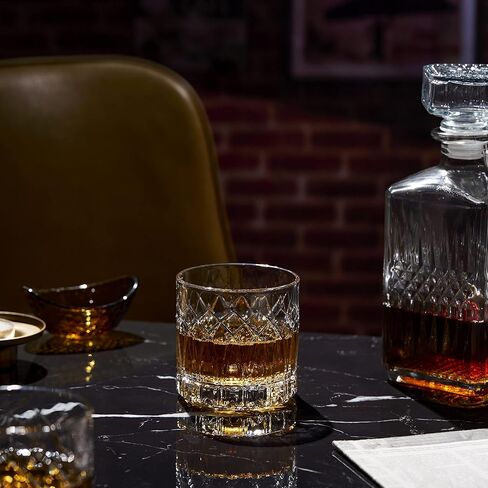 Lemonsoda Premium Double Rock Old Fashioned Whisky Glass Tumbler - مجموعة من 6-12 أوقية - مثالية للسكوتش والويسكي والكوكتيل والبوربون وكونياك - للهدايا والحفلات - (القوس) in Kuwait
