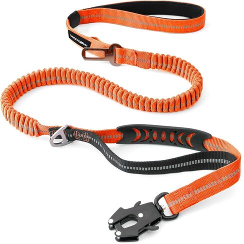 Heavy Duty Tactical Dog Leash with Quick Release Carabiner and Highly Reflective Threads,4-6FT Power Stretch Dog Leash for Medium Large Dogs (Army Green & Black) in Saudi Arabia