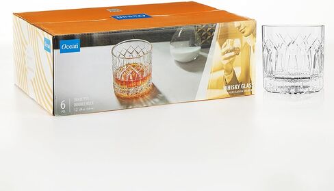 Lemonsoda Premium Double Rock Old Fashioned Whisky Glass Tumbler - مجموعة من 6-12 أوقية - مثالية للسكوتش والويسكي والكوكتيل والبوربون وكونياك - للهدايا والحفلات - (القوس) in Kuwait