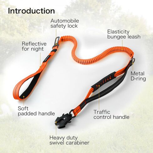 Heavy Duty Tactical Dog Leash with Quick Release Carabiner and Highly Reflective Threads,4-6FT Power Stretch Dog Leash for Medium Large Dogs (Army Green & Black) in Saudi Arabia