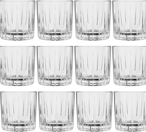 Lemonsoda Premium Double Rock Old Fashioned Whisky Glass Tumbler - مجموعة من 6-12 أوقية - مثالية للسكوتش والويسكي والكوكتيل والبوربون وكونياك - للهدايا والحفلات - (القوس) in Kuwait
