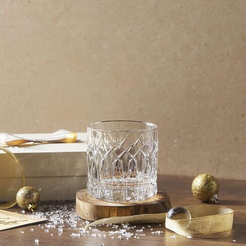 Lemonsoda Premium Double Rock Old Fashioned Whisky Glass Tumbler - مجموعة من 6-12 أوقية - مثالية للسكوتش والويسكي والكوكتيل والبوربون وكونياك - للهدايا والحفلات - (القوس) in Kuwait