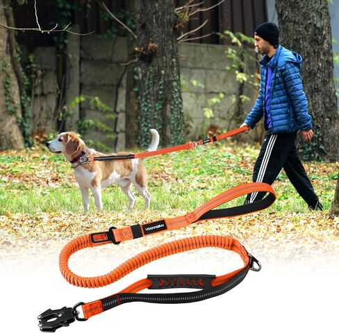 Heavy Duty Tactical Dog Leash with Quick Release Carabiner and Highly Reflective Threads,4-6FT Power Stretch Dog Leash for Medium Large Dogs (Army Green & Black) in Saudi Arabia