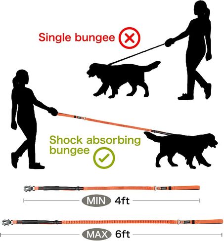 Heavy Duty Tactical Dog Leash with Quick Release Carabiner and Highly Reflective Threads,4-6FT Power Stretch Dog Leash for Medium Large Dogs (Army Green & Black) in Saudi Arabia