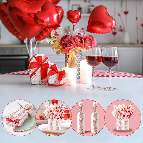 Valentines Tissue Paper, 100 Sheets Valentine Tissue Paper 14 x 20 Inches Valentines Gift Wrapping Paper Tissue Paper Bulk for Valentine's Wedding Anniversary Mother's Day Birthday Gifts Party Decor in Saudi Arabia