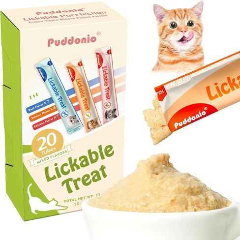 High Meat Content Lickable Wet Cat Treats, Healthy Squeezable Soft Puree Cat Snacks - 0.5 Ounces Each Tube, 20 Tubes in Kuwait