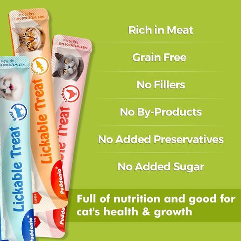 High Meat Content Lickable Wet Cat Treats, Healthy Squeezable Soft Puree Cat Snacks - 0.5 Ounces Each Tube, 20 Tubes in Kuwait