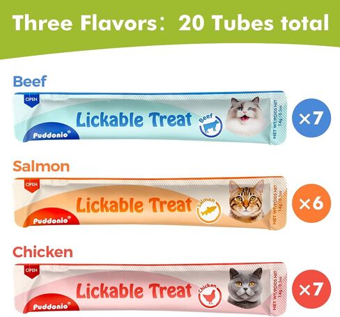 High Meat Content Lickable Wet Cat Treats, Healthy Squeezable Soft Puree Cat Snacks - 0.5 Ounces Each Tube, 20 Tubes in Kuwait