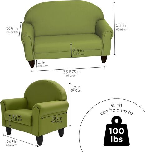 Children's Factory As We Grow Chair and Couch, Flexible Seating for Daycare or Preschool, Kids Reading Couch, Playroom Furniture, Sage in Saudi Arabia