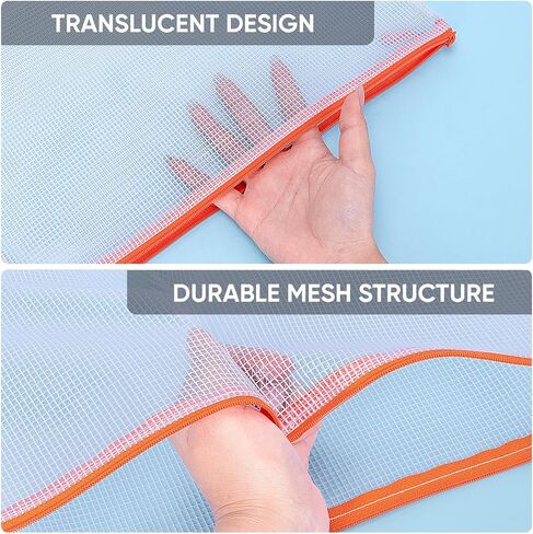 BALEINE 20PK Mesh Zipper Pouch Bags, Waterproof Clear Zipper Bags, Multiple Colors Plastic Mesh Bag File Bag for Organization, Suitable for Office Supplies, Home, Travel (20 PK, Letter Size) in Saudi Arabia